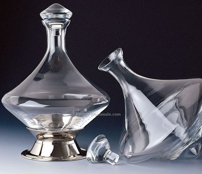 Orbital Decanter With Silver Plated Base & Crystal Stopper