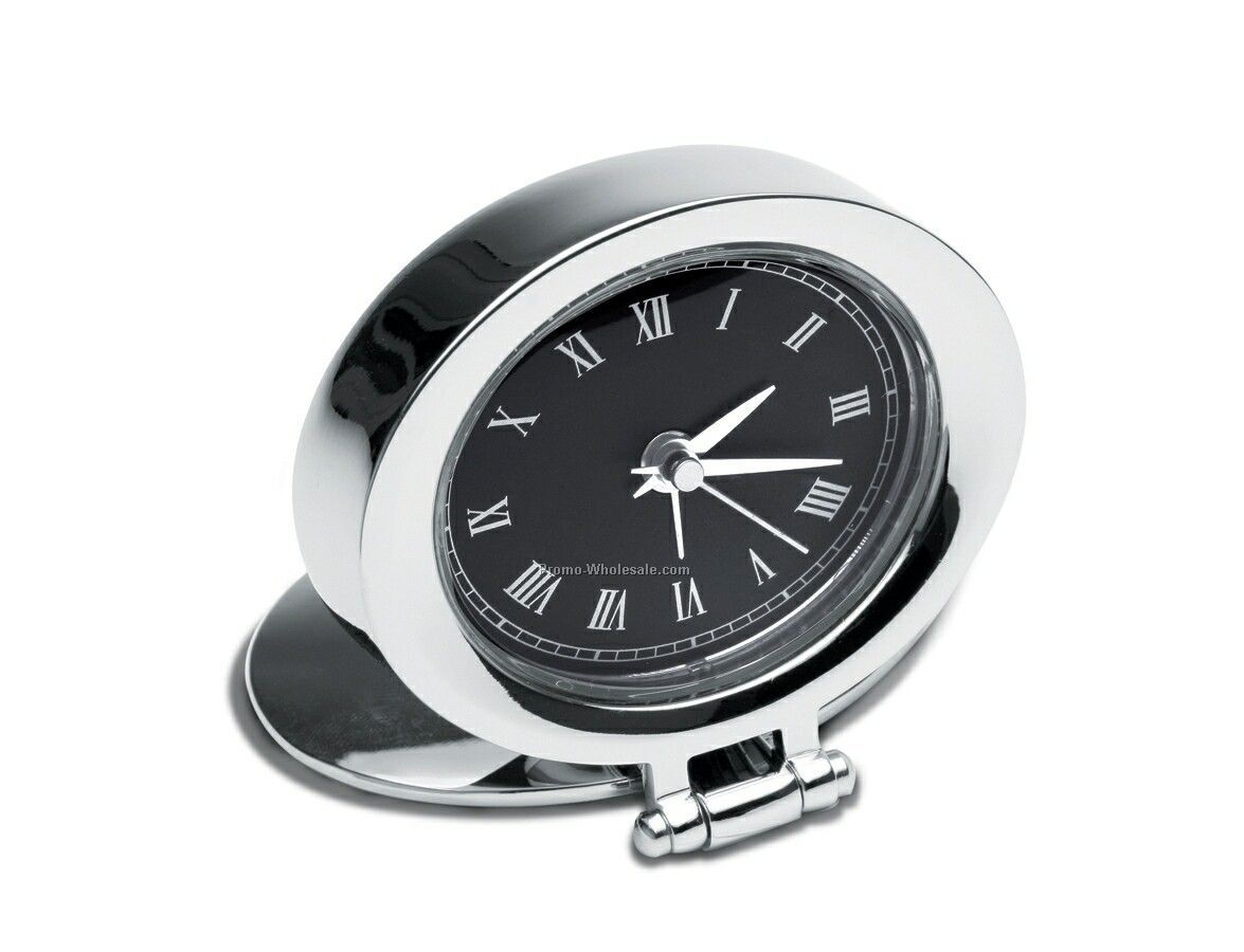 Penthouse Oval Travel Clock W/ Flip Open Alarm