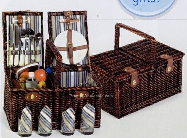 Picnic Plus Hamilton 4 Person Hand Woven Picnic Basket