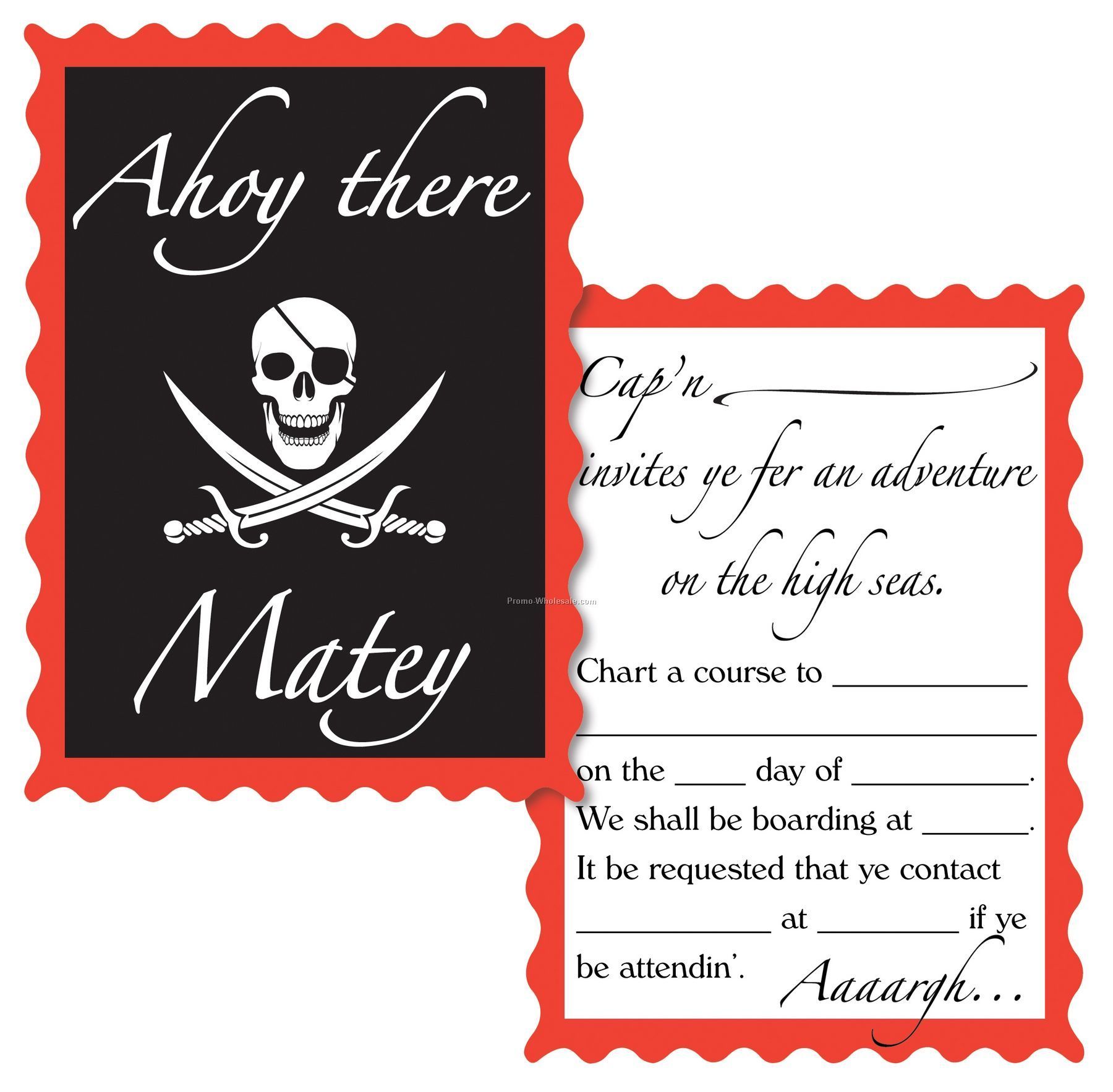 Pirate Theme Decoration Accessory - Invitations