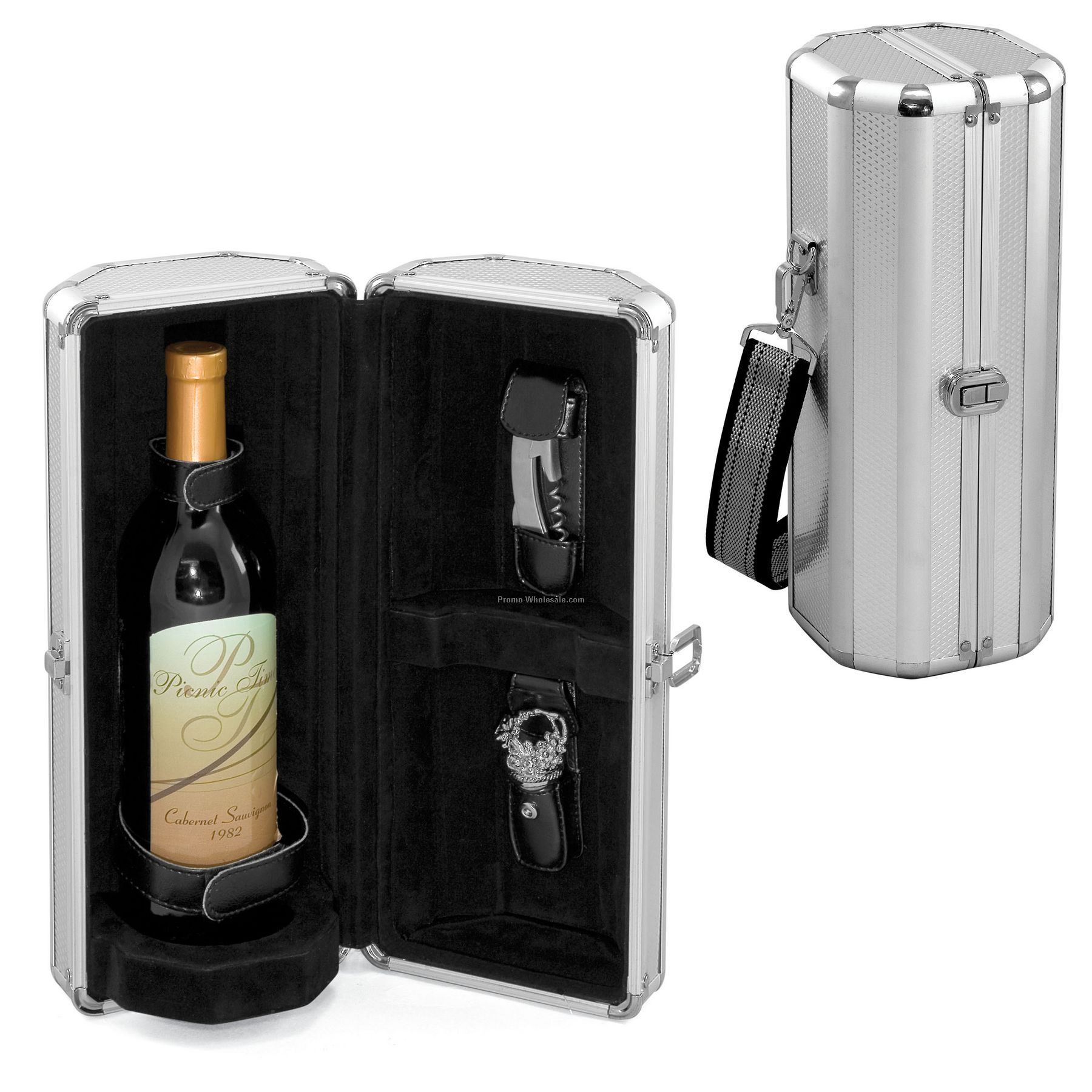 Platinum - Echo Insulated Single Bottle Wine Case W/ Stopper & Corkscrew