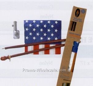 Pre-packaged U.s. Flag Kit With Mahogany Stained Wood Pole