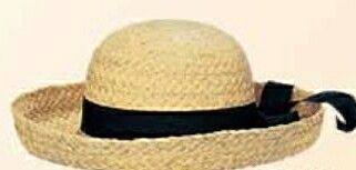 Raffia Straw Hat W/ Black Band (One Size Fit Most)