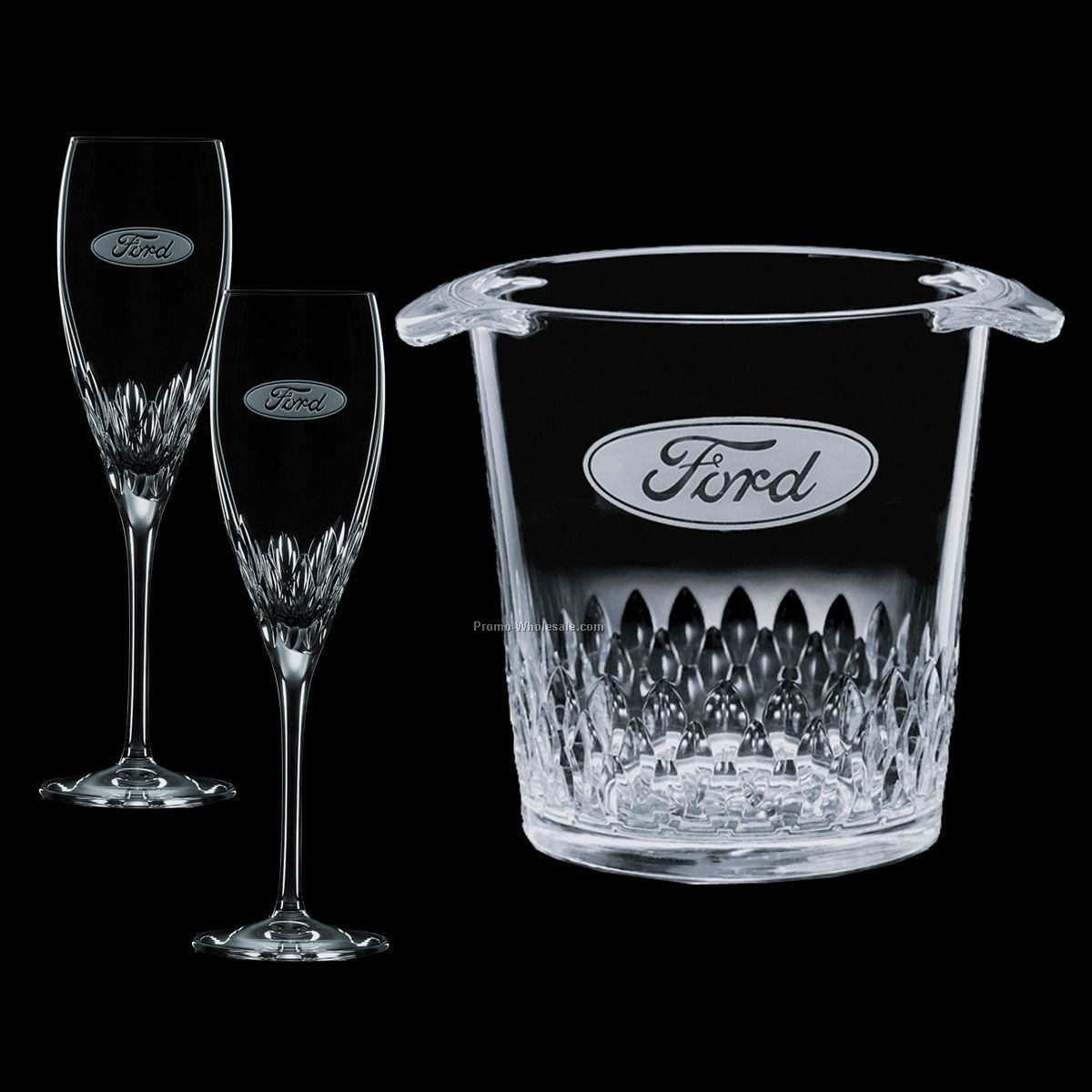 Richmond Champagne Bucket & 2 Flute Glasses