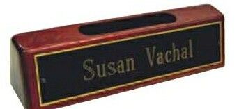 Rosewood Piano Finish Nameplate W/ Card Holder