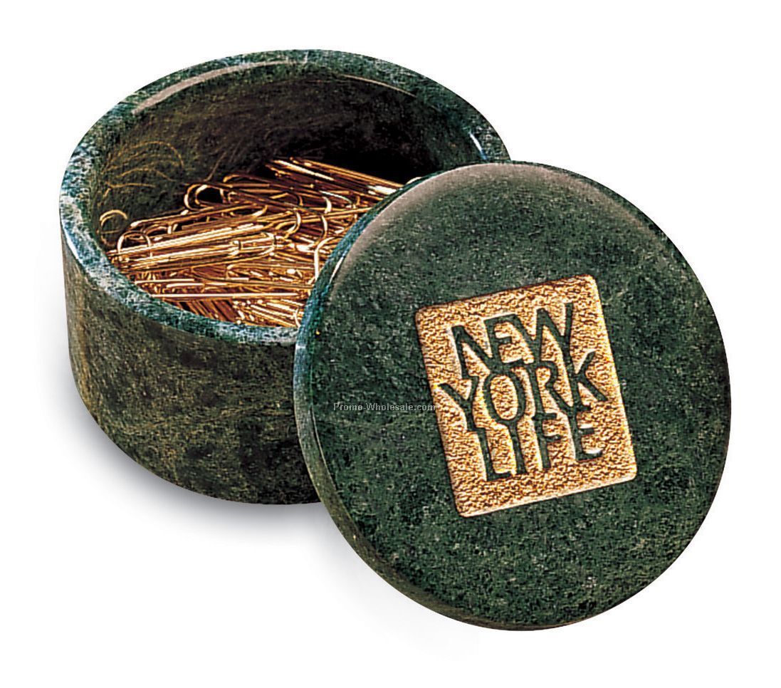 Round Cache Box W/ Brass Paper Clips