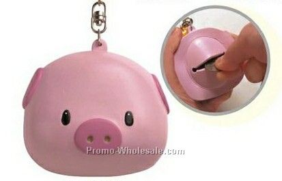 Rubber Pig Coin Purse W/ Key Chain