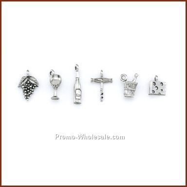 Set Of 6 Stock Wine Charms On Card
