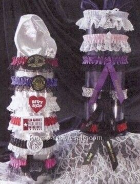 Single Bottom Laced Leg Garter W/Rosette (1 Color)