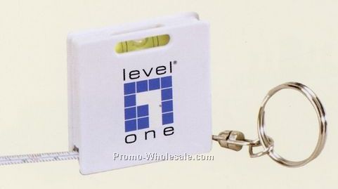 Square Shaped Tape Measure W/ Key Ring & Level