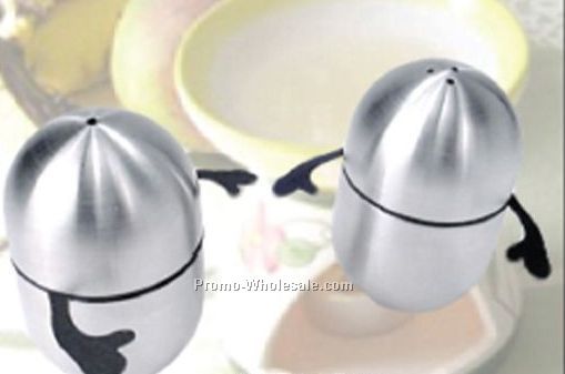 Stainless Steel Dancing 'humpty Dumpty' Salt & Pepper Shakers