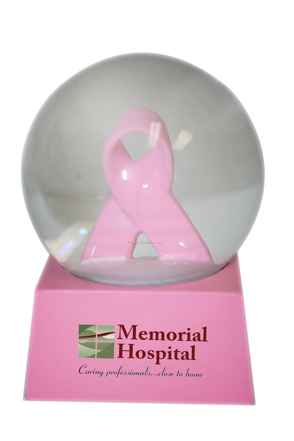 Stock Pink Ribbon Snow Globe