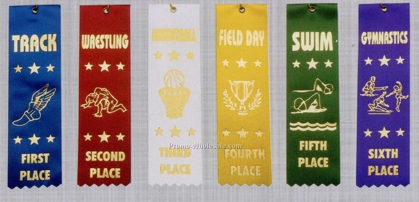 Stock Sports Ribbon (Pinked) - Wrestling - 1st Place