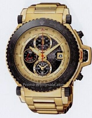 Tech Gear Flight Computer Round Watch Black/Gold