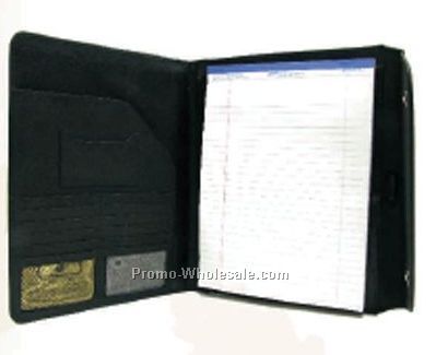 Tri Fold Black Cow Napa Writing Case & 8-1/2"x11" Note Pad