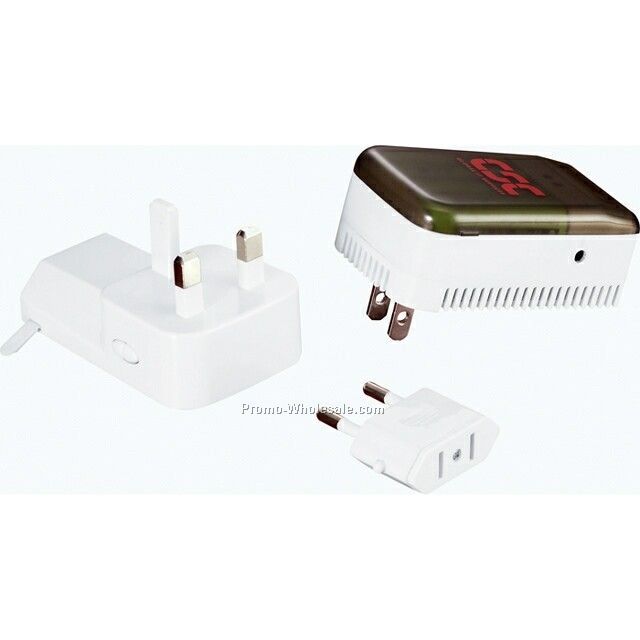 Universal Travel Adapter With Built-in Battery Charger (White)