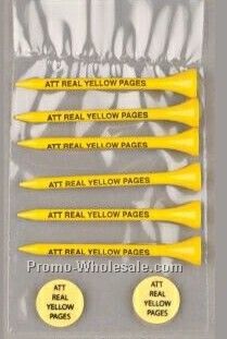 Value Pack 6 2-3/4" Tiger Golf Tees W/ 2 3/4" Marker