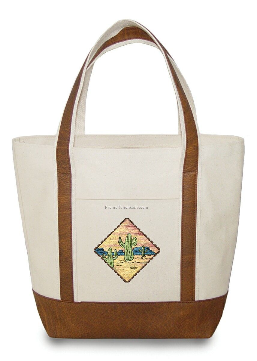 Vv726(B) N18 - Medium Two-tone Tote Natural Canvas