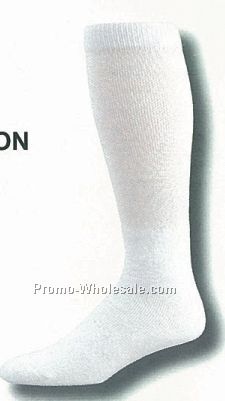 White Cushioned Sanitary Tube Baseball Socks (10-13 Large)