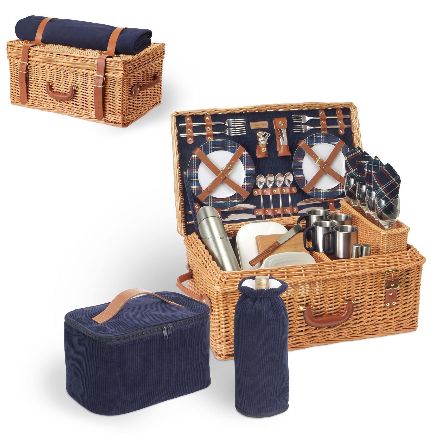 Windsor English Style Suitcase Picnic Basket With Service For 4