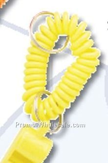 Yellow Security Whistle W/ Spiral Bracelet & 2 Key Tags