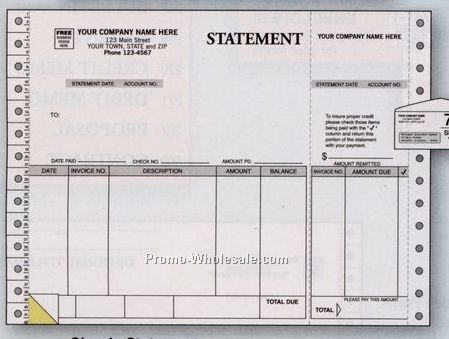 1 Part Parchment Continuous Statement W/ Side Stub