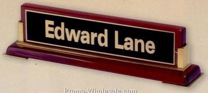 10-5/8"x2-3/4"x2-1/2" Rosewood Piano Finish Nameplate W/ Gold Metal Accent