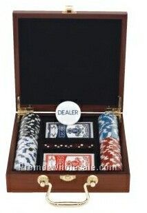 100 Chip Collectible Poker Set W/ Rosewood Case