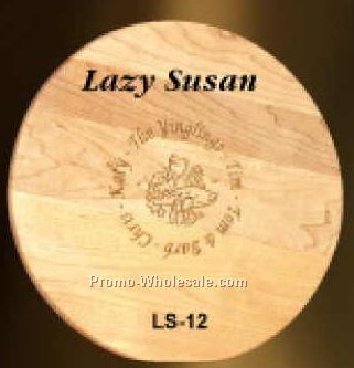12" Diameter Lazy Susan - Hand Cut Wood (Laser Engraved)