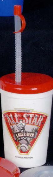 16/22 Oz. Flyer Lid & Straw With Attached Tip