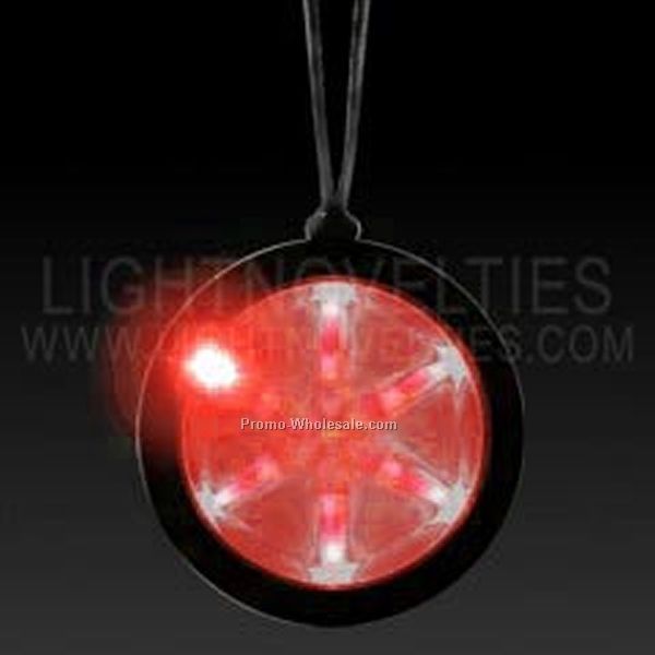 2-1/4" Light Up Badge W/ Red Pendant Necklace