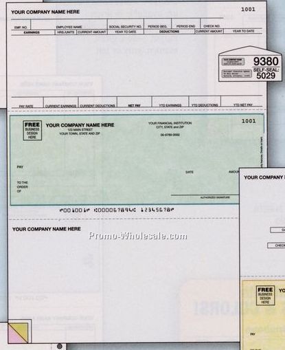 2 Part Payroll Check (Peachtree Compatable Accounting)