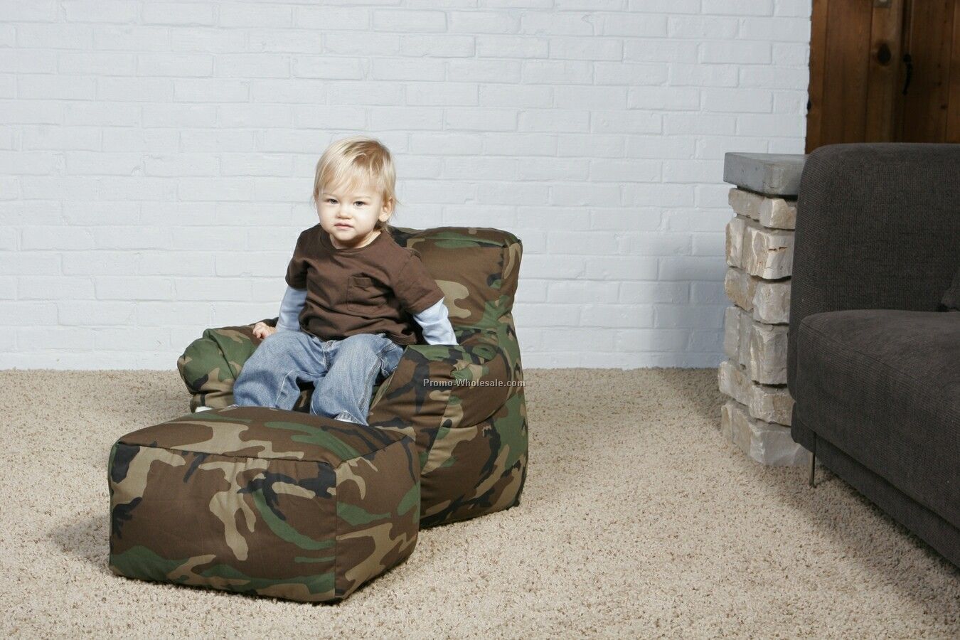 20"x18"x22" Organic Cotton Twill Junior Club Green Chair