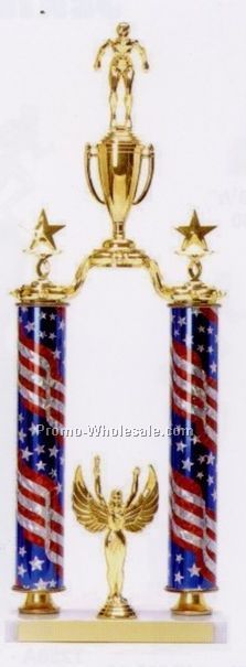 21-1/2" 2 Tier Patriotic Trophy W/ Marble Base