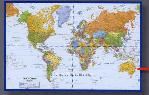 22"x17" Folded World Poster Map With Atlantic Centered