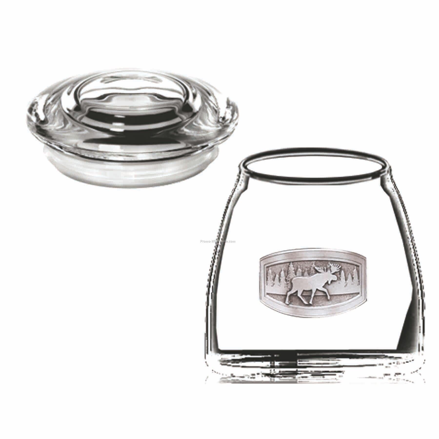 27 Oz. Optical Crystal Candy Jar (Pewter Emblem)