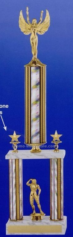 29" 2 Tier Sparkling Iridescent Columns Trophy