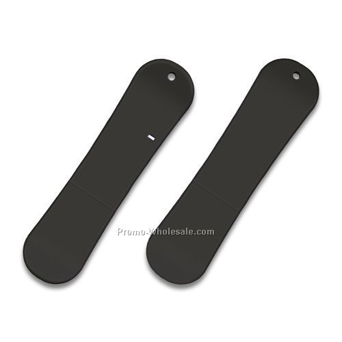 2gb USB 2.0 Snowboard Flash Drive - Rubber Coated Black