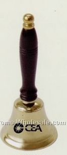 3" Brass Bell With Wooden Handle (Screened)