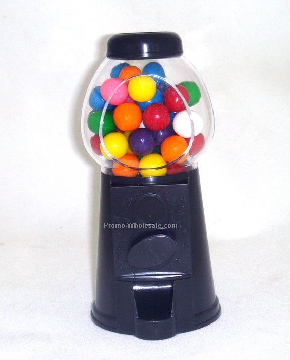 3-1/2"x3-1/2"x6" Black Gumball- Candy Dispenser Machine