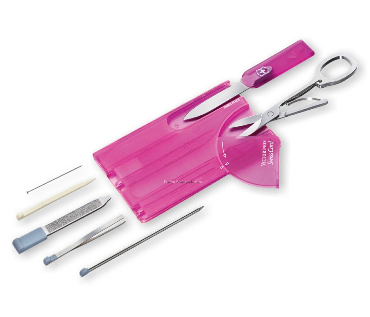 3-1/4" Translucent Pink Swisscard Multi-tool