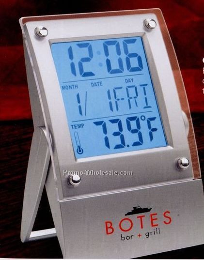 3-1/4"x4-1/4" El Backlight Alarm Clock With Calendar & Temperature