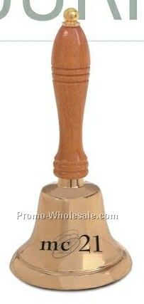 3-1/4"x7-3/8" Brass School Bell II W/ Oak Handle