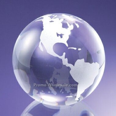 3 1/8" Crystal Globe Paper Weight - Screen Printed