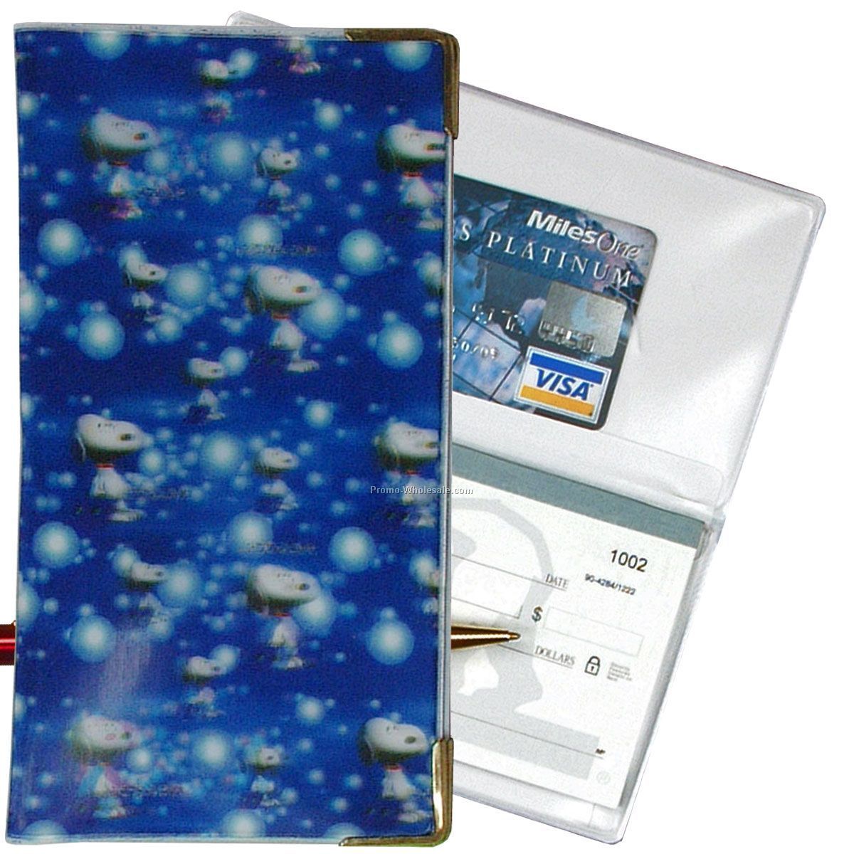3-3/8"x6-3/8" 3d Lenticular Checkbook Cover - Stock / Snoopy & Bubbles