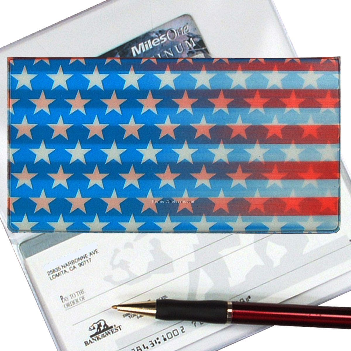 3-3/8"x6-3/8" 3d Lenticular Checkbook Cover - Stock / Stars & Stripes