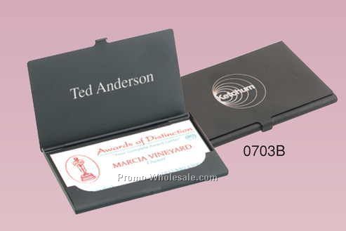 3-5/8"x2-1/4"x1-3/16" Black Business Card Case (Engraved)