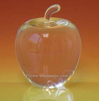 3"x3-7/8" Glass Apple Paperweight (Screened)