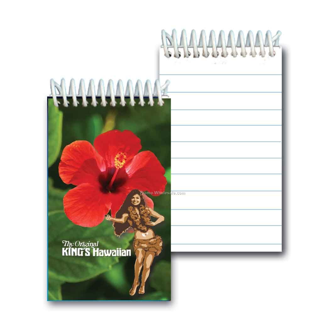 3d Lenticular Mini Notebook; Stock; Red Hibiscus; Custom