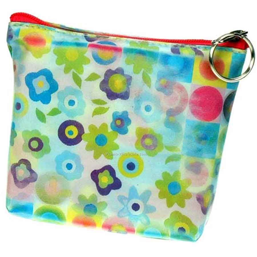 3d Lenticular Purse With Key Ring - Pavia - Stock / Multi-colored Shapes